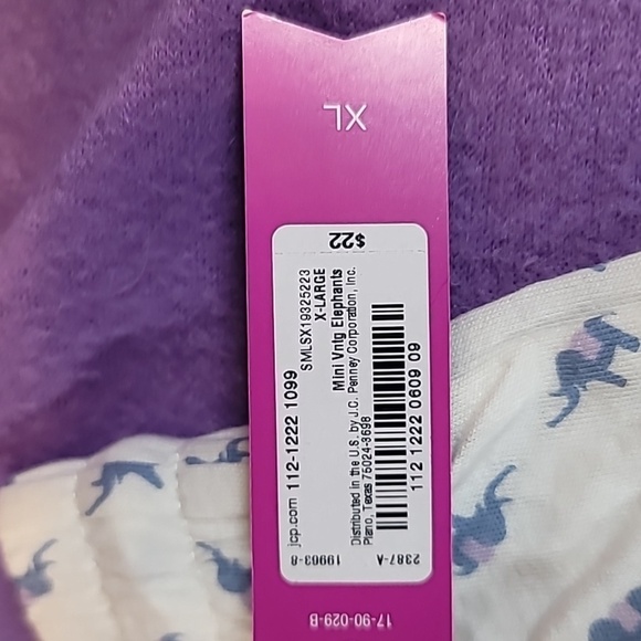 0715. NWTs ~ Ambrielle Sleepwear ~ XL ~ Blue & Pink Elephants 100% Cotton ~ - Picture 5 of 5